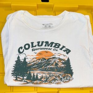 Columbia White Tee with Nature Graphic